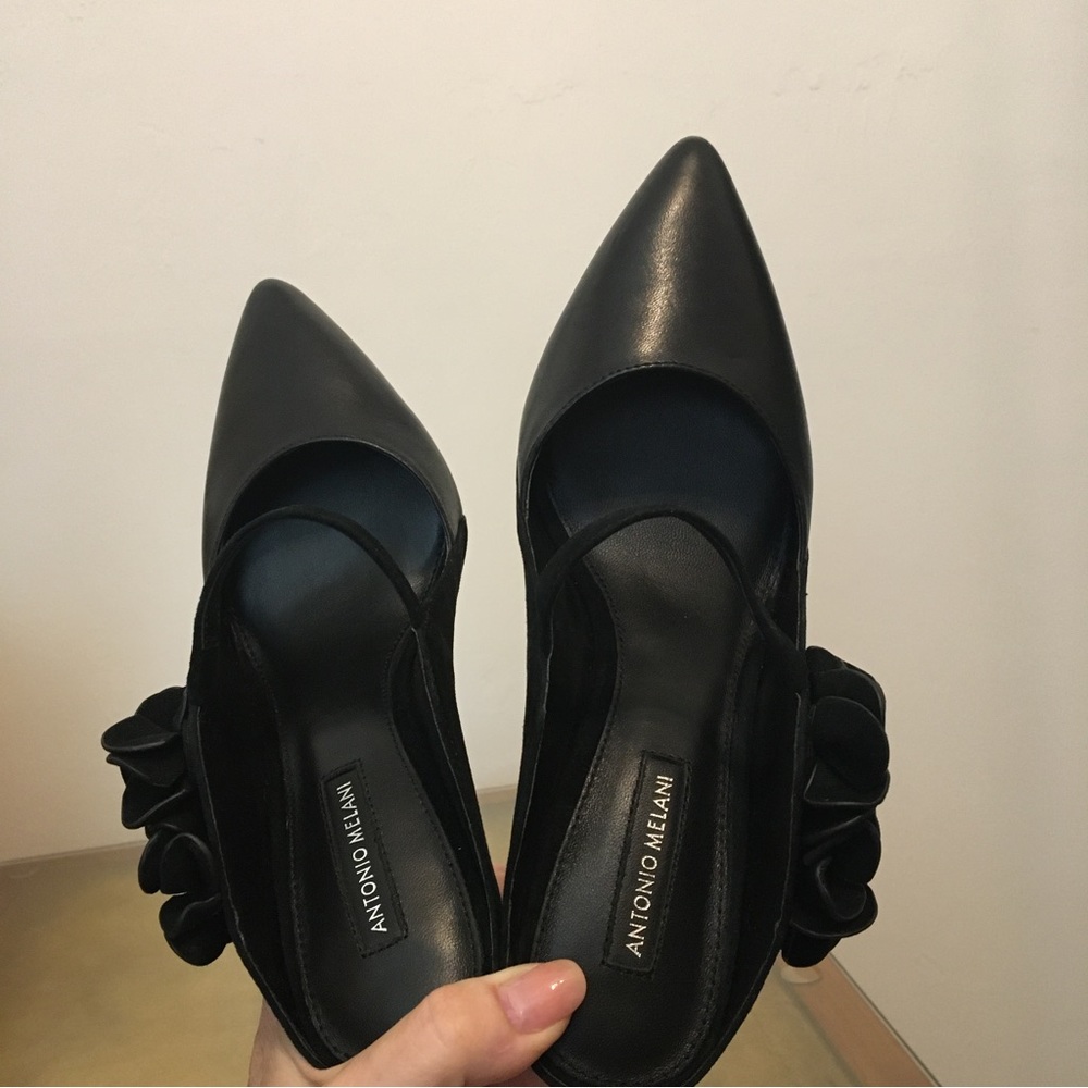 🛍️ SALE! ANTONIO MELANI Sz 7.5 Leather Heels - Picture 3 of 6